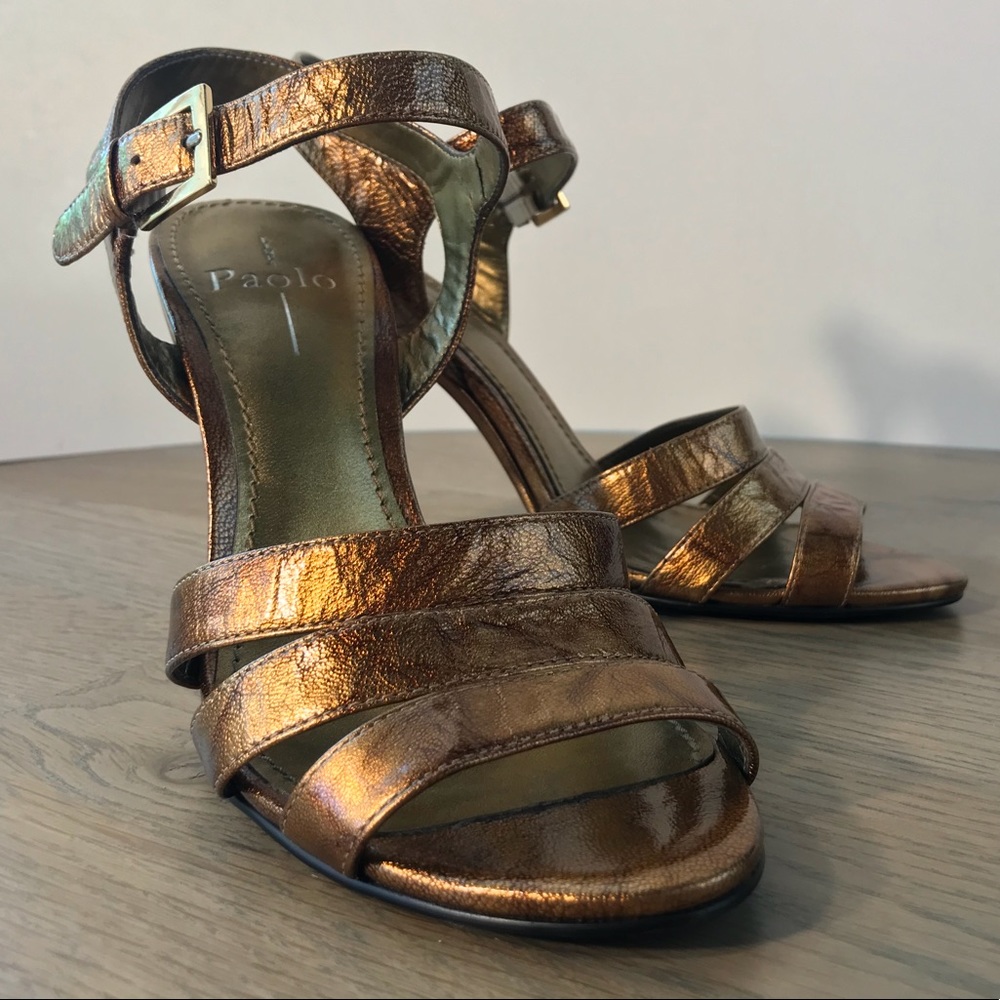 Linea Paolo Bronze Patent Strappy Sandals - Size 8